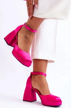 Czółenka Na Platformie|Czółenka Na Słupku>Boto Modne Czółenka Na Masywnym Obcasie Fuksja Sandia