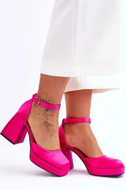 Czółenka Na Platformie|Czółenka Na Słupku>Boto Modne Czółenka Na Masywnym Obcasie Fuksja Sandia