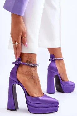 Hot Modne Czółenka Na Słupku Fioletowe Santoro Damskie Czółenka Na Platformie|Czółenka Na Słupku