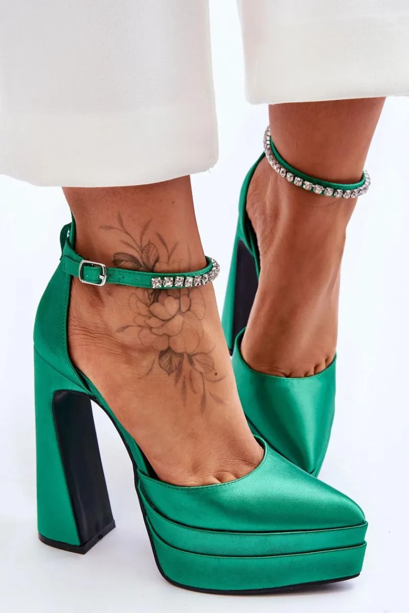 Czółenka Na Platformie|Czółenka Na Słupku>Boto Modne Czółenka Na Słupku Zielone Santoro