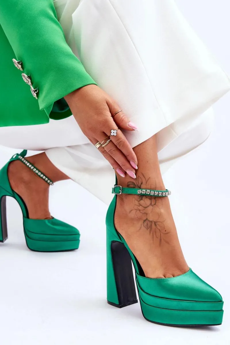 Czółenka Na Platformie|Czółenka Na Słupku>Boto Modne Czółenka Na Słupku Zielone Santoro