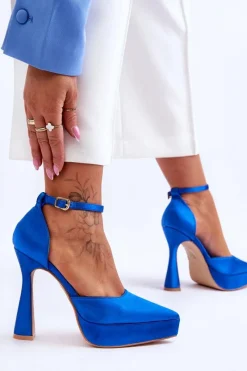 Best Modne Czółenka Na Szerszej Szpilce Niebieskie Madness Damskie Czółenka Na Platformie|Czółenka Klasyczne