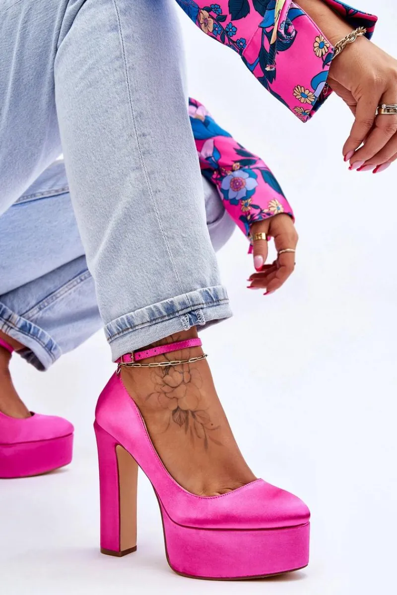 Modne Czółenka Na Wysokim Słupku Fuksja Hayden Damskie Czółenka Na Platformie|Czółenka Na Słupku