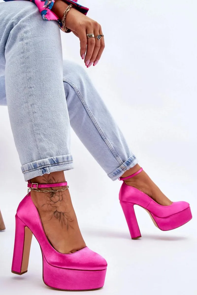 Modne Czółenka Na Wysokim Słupku Fuksja Hayden Damskie Czółenka Na Platformie|Czółenka Na Słupku