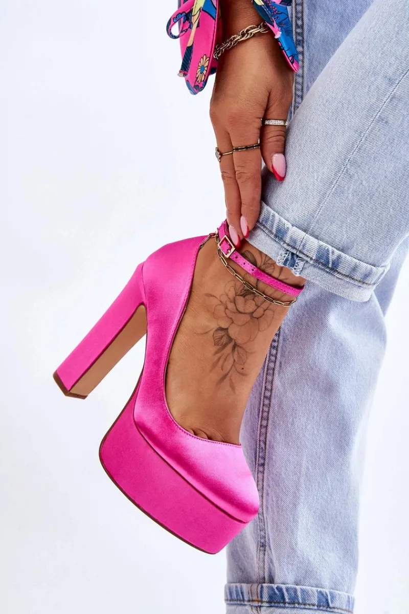 Modne Czółenka Na Wysokim Słupku Fuksja Hayden Damskie Czółenka Na Platformie|Czółenka Na Słupku