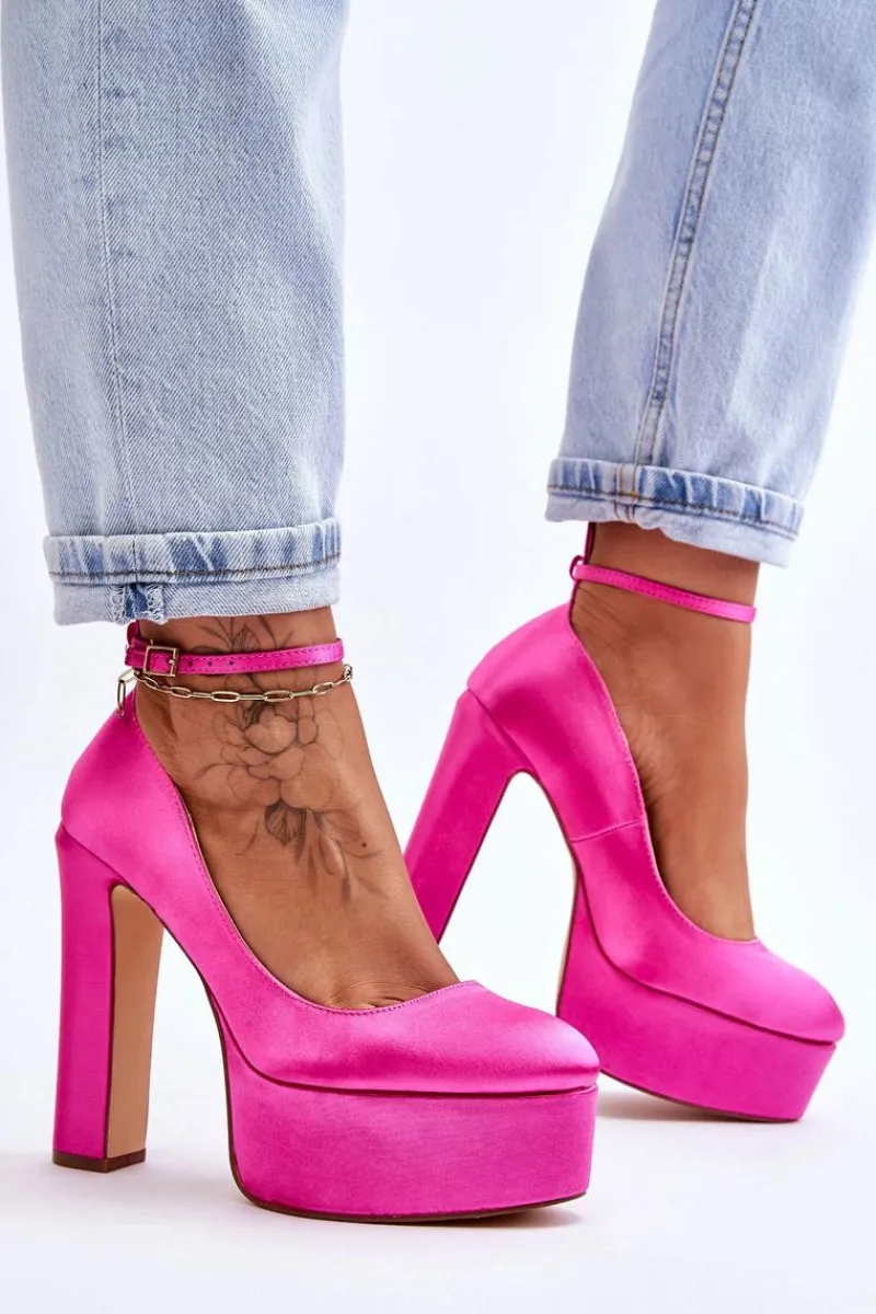 Modne Czółenka Na Wysokim Słupku Fuksja Hayden Damskie Czółenka Na Platformie|Czółenka Na Słupku