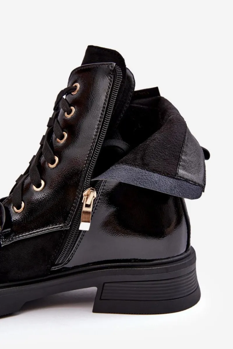 Best Damskie buty S.Barski Modne Damskie Botki Na Suwak Z Ozdobami D&A MR870-76 Czarne Czarny