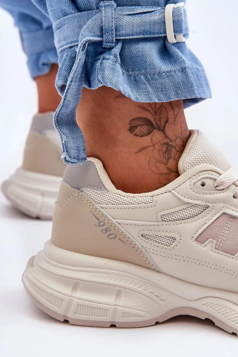 Sneakersy Damskie>Boto Modne Damskie Buty Sportowe Z Siateczką Beżowe Venice Beżowy