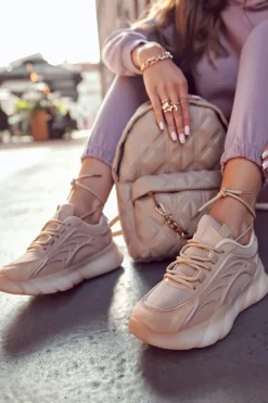 Sneakersy Damskie>Boto Modne Damskie Buty Sportowe Sneakersy Beżowe Sollero