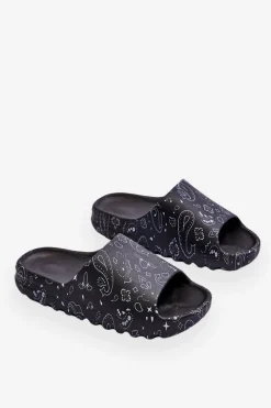 Hot Boto Modne Damskie Klapki Na Masywnej Platformie Czarne Lorette