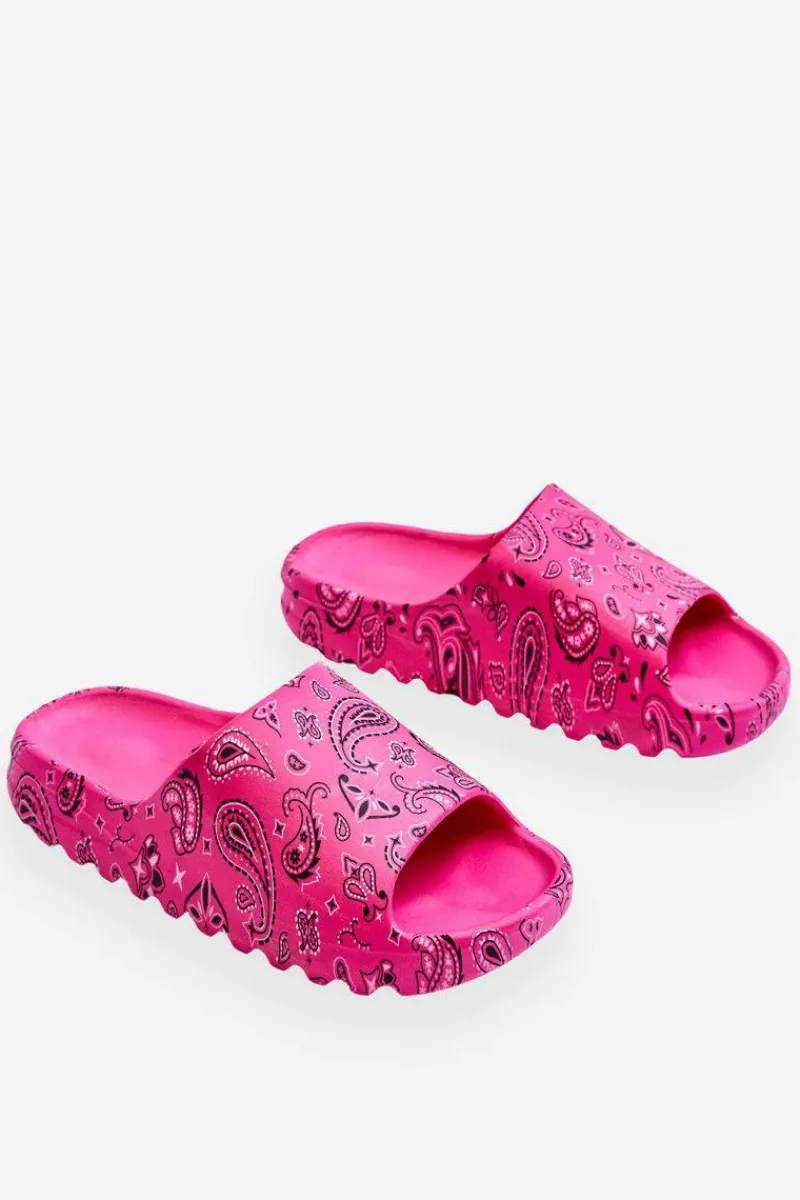 Hot Modne Damskie Klapki Na Masywnej Platformie Fuksja Lorette Damskie Klapki Na Platformie