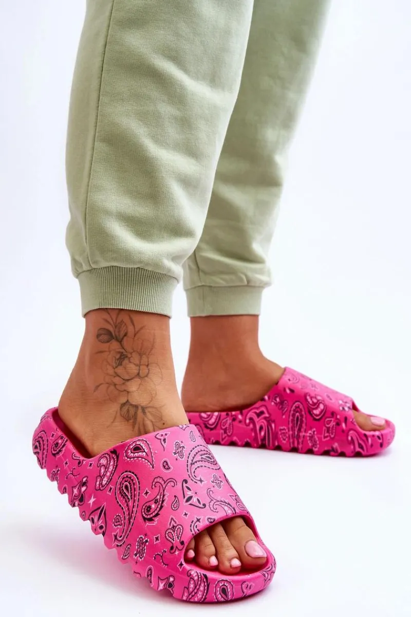 Hot Modne Damskie Klapki Na Masywnej Platformie Fuksja Lorette Damskie Klapki Na Platformie