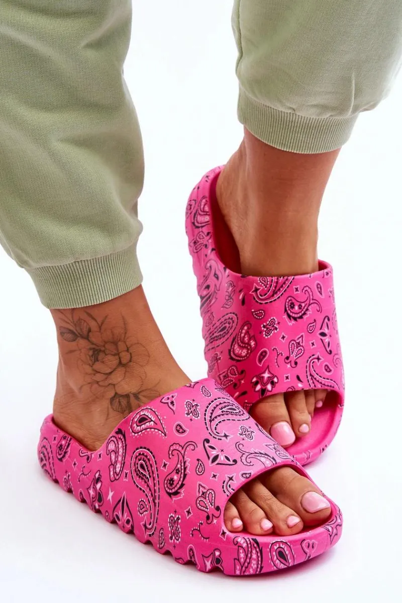 Hot Modne Damskie Klapki Na Masywnej Platformie Fuksja Lorette Damskie Klapki Na Platformie