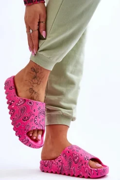 Hot Modne Damskie Klapki Na Masywnej Platformie Fuksja Lorette Damskie Klapki Na Platformie