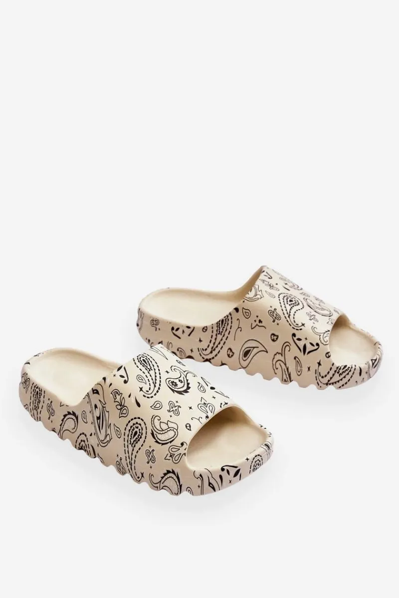 Discount Modne Damskie Klapki Na Masywnej Platformie Beżowe Lorette Damskie Klapki Na Platformie