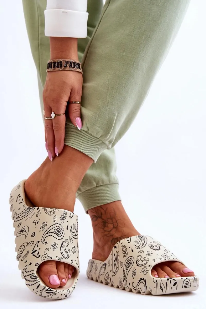 Discount Modne Damskie Klapki Na Masywnej Platformie Beżowe Lorette Damskie Klapki Na Platformie