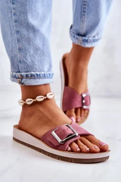 Online INBLU Modne Damskie Klapki Ze Sprzączką CP000031 Różowe