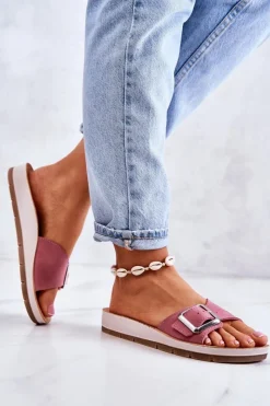 Online INBLU Modne Damskie Klapki Ze Sprzączką CP000031 Różowe