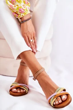 Best Modne Damskie Sandały L4953-04 Multikolor Damskie Sandały Płaskie