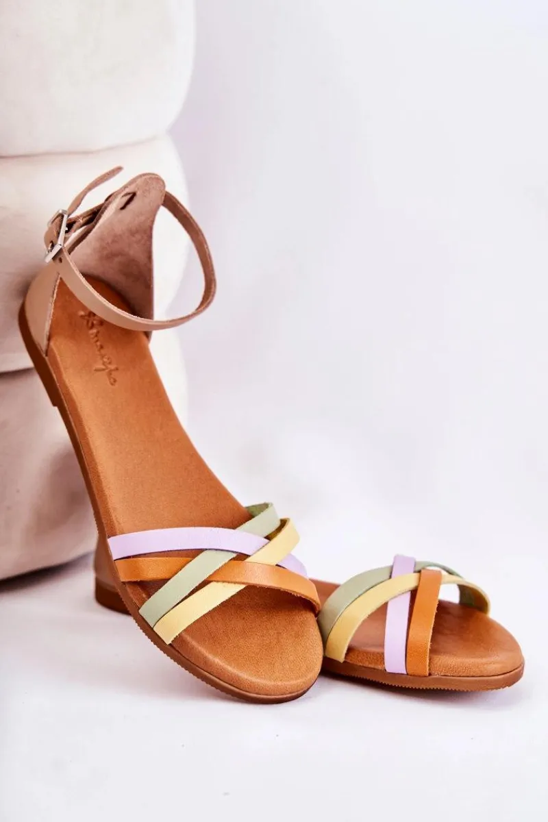 Best Modne Damskie Sandały L4953-04 Multikolor Damskie Sandały Płaskie