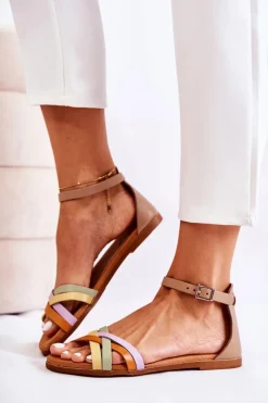 Best Modne Damskie Sandały L4953-04 Multikolor Damskie Sandały Płaskie