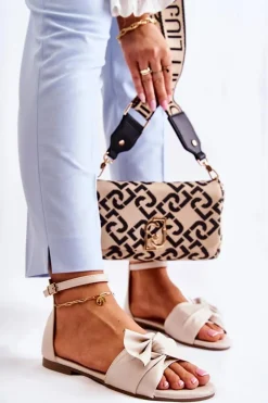 New Evento Modne Damskie Skórzane Sandały Beżowe Astana