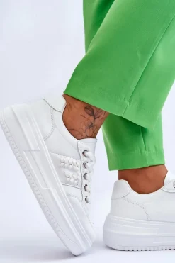 Discount Modne Damskie Sneakersy Na Platformie Białe Claribel Damskie Buty Sportowe Na Platformie|Sneakersy Damskie