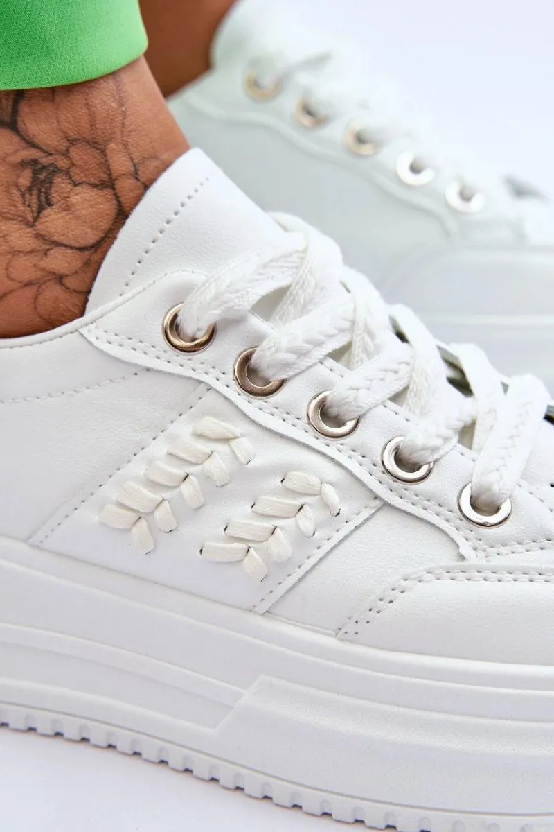 Discount Modne Damskie Sneakersy Na Platformie Białe Claribel Damskie Buty Sportowe Na Platformie|Sneakersy Damskie