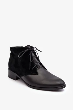 Online Boto Modne Damskie Sznurowane Botki Czarne Kefora