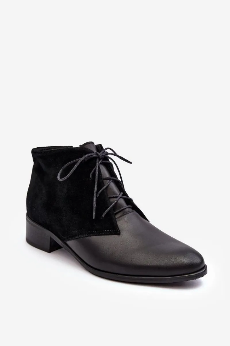 Online Boto Modne Damskie Sznurowane Botki Czarne Kefora