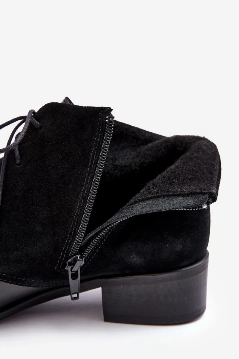 Online Boto Modne Damskie Sznurowane Botki Czarne Kefora