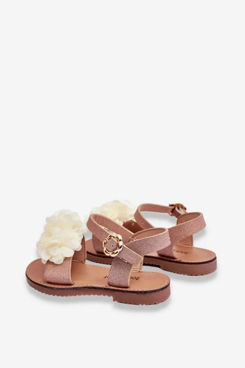 Dziewczęce>Boto Modne Dziecięce Sandały Z Kwiatami Beżowo-Złote Poly