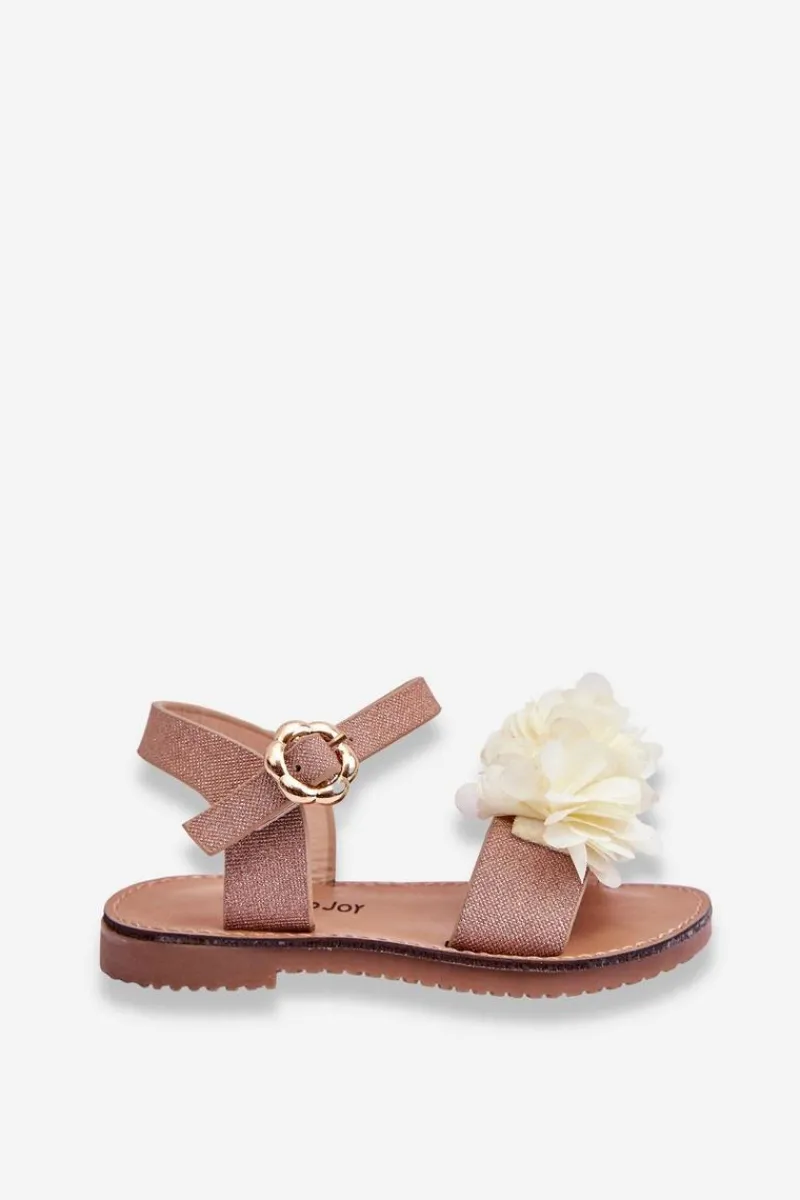 Dziewczęce>Boto Modne Dziecięce Sandały Z Kwiatami Beżowo-Złote Poly
