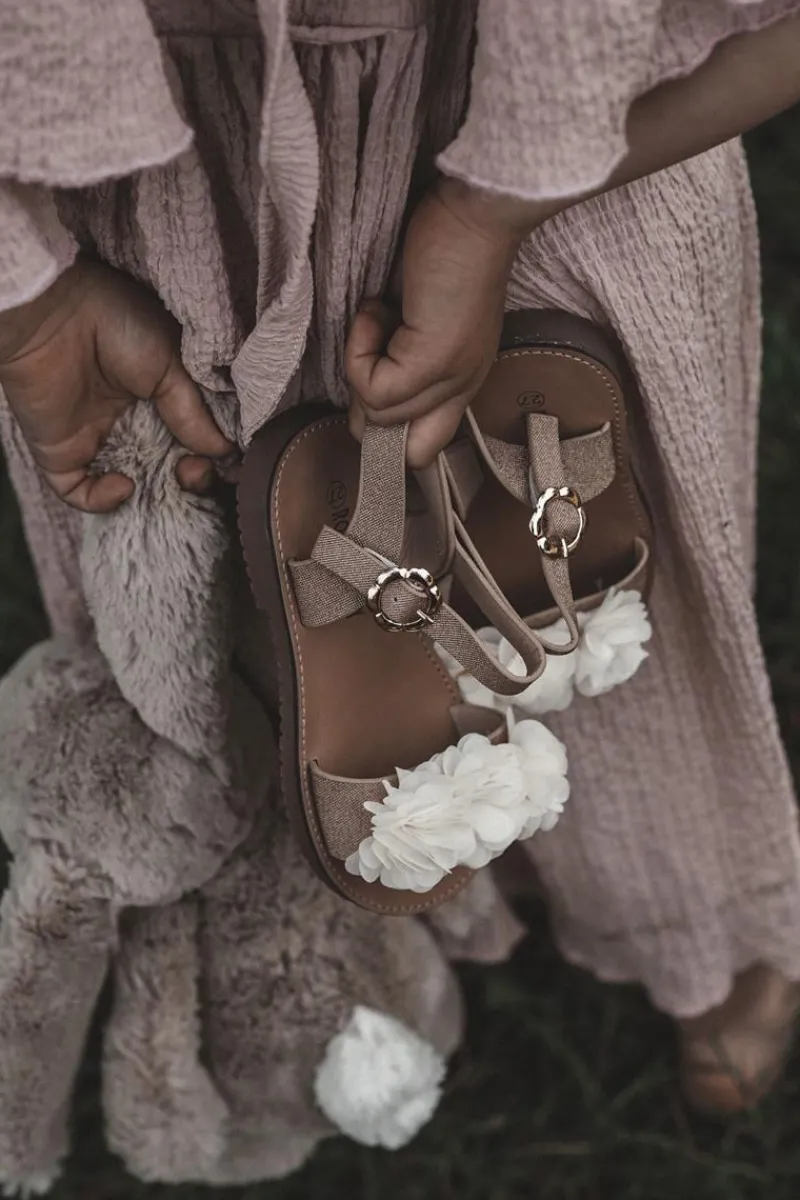 Dziewczęce>Boto Modne Dziecięce Sandały Z Kwiatami Beżowo-Złote Poly