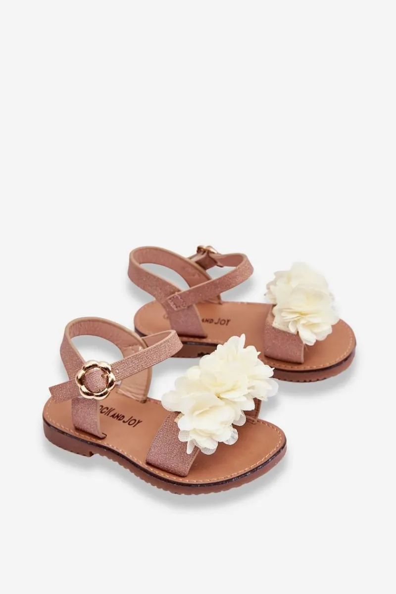 Dziewczęce>Boto Modne Dziecięce Sandały Z Kwiatami Beżowo-Złote Poly