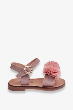 New Modne Dziecięce Sandały Z Kwiatami Różowe Poly Dzieci Dziewczęce