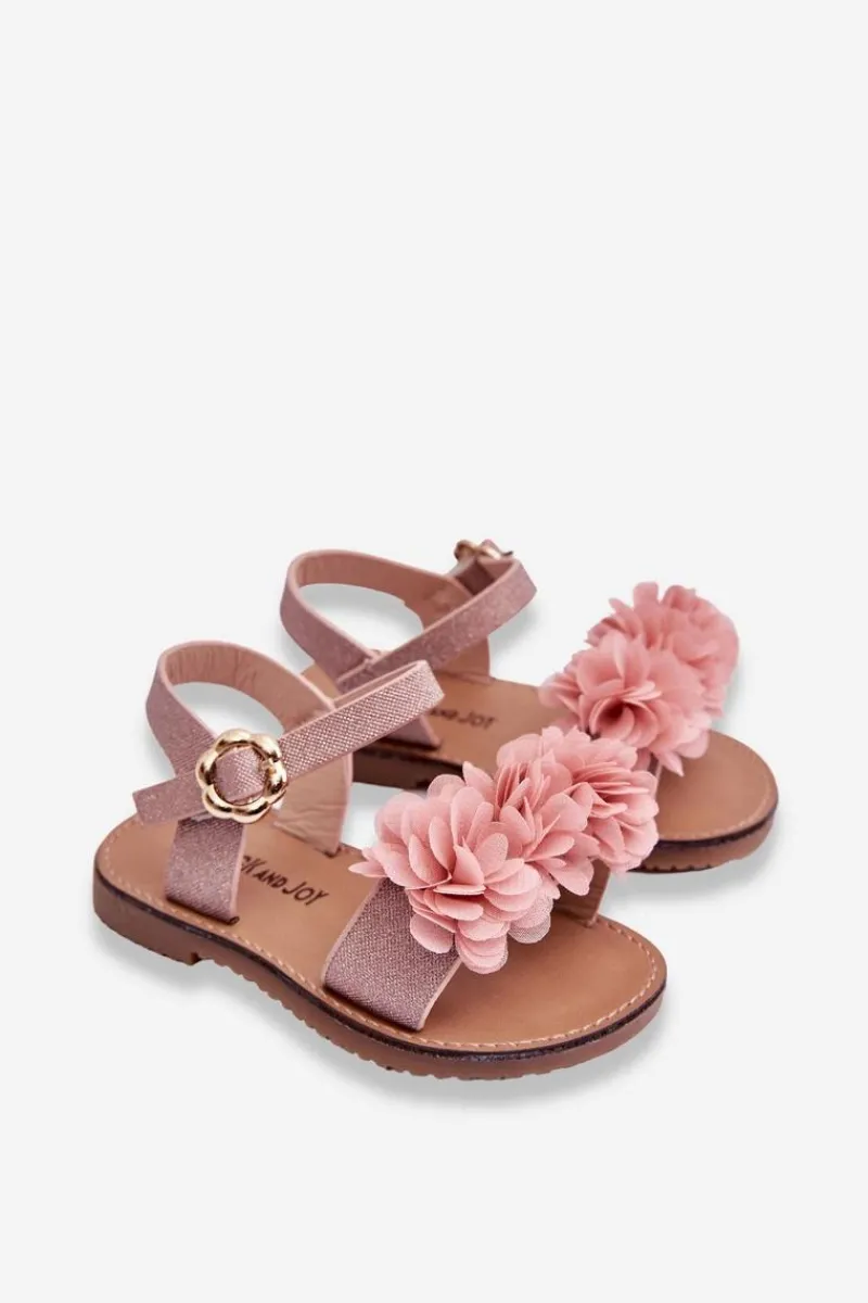 New Modne Dziecięce Sandały Z Kwiatami Różowe Poly Dzieci Dziewczęce