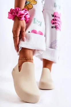 Best Boto Modne Gumowe Chodaki Jasnobeżowe Meriko