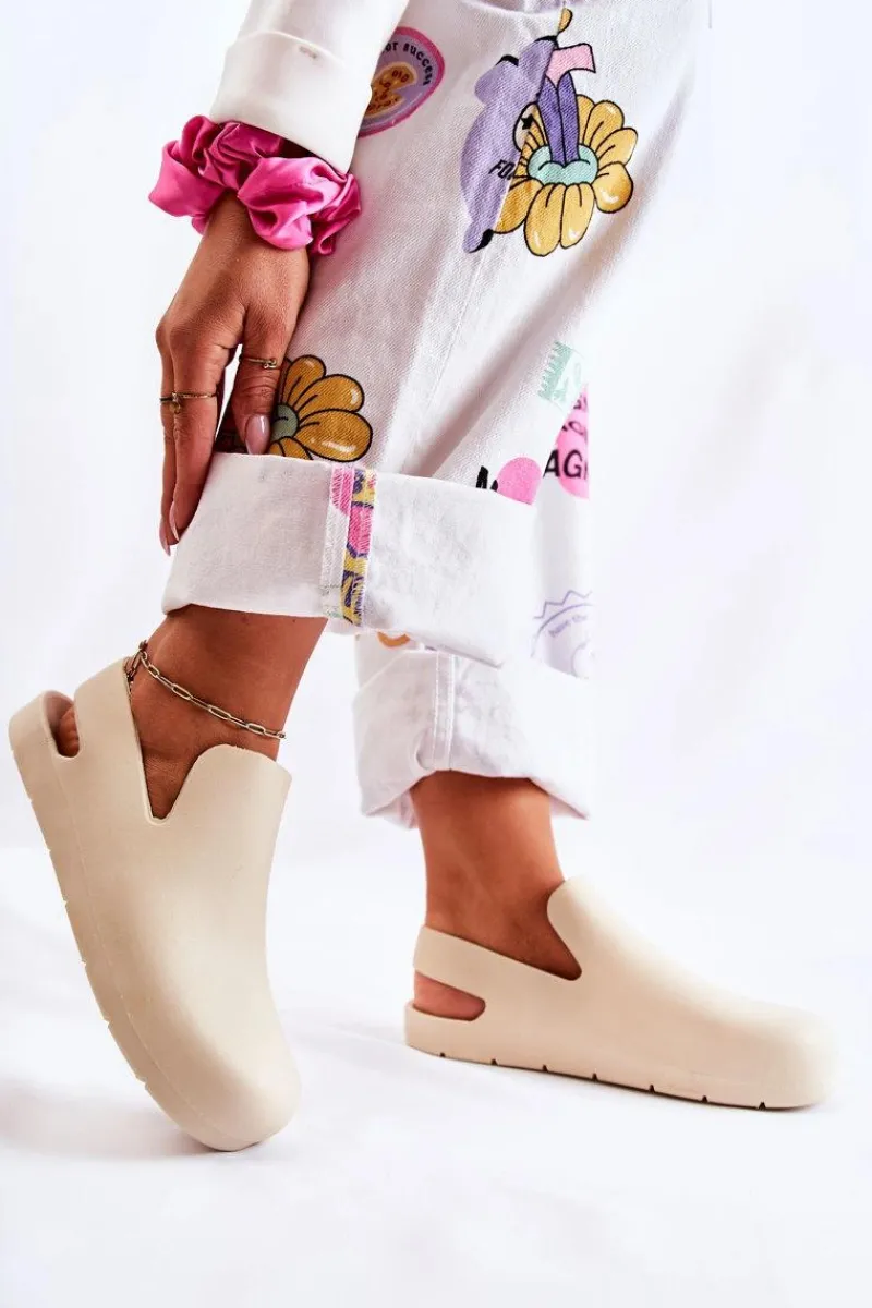 Best Boto Modne Gumowe Chodaki Jasnobeżowe Meriko