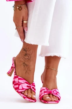 Klapki Na Obcasie|Klapki Damskie Klasyczne>Boto Modne Klapki Na Obcasie W Print Różowe Floria