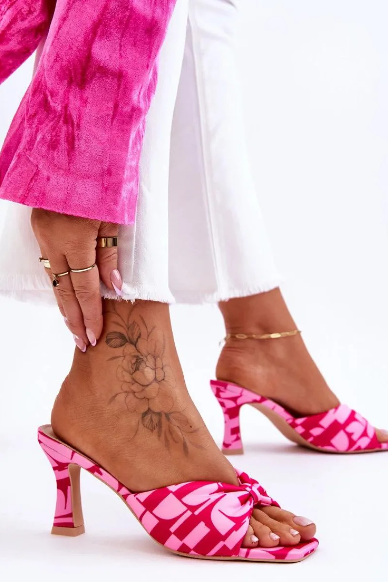 Klapki Na Obcasie|Klapki Damskie Klasyczne>Boto Modne Klapki Na Obcasie W Print Różowe Floria