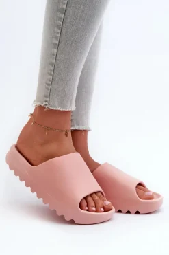 Outlet Boto Modne Klapki Na Platformie Różowe Estella Różowy