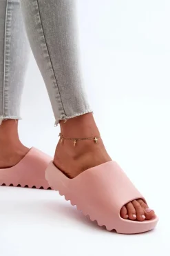 Outlet Boto Modne Klapki Na Platformie Różowe Estella Różowy