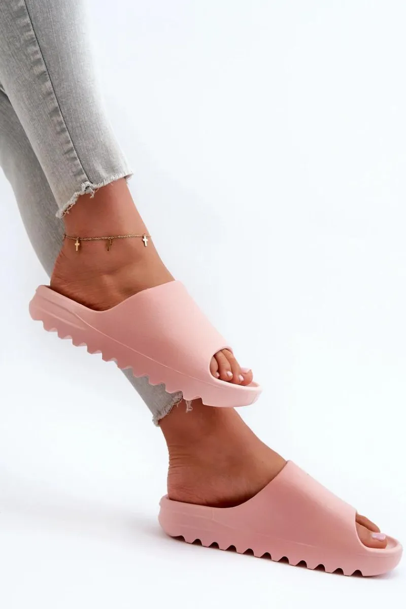 Outlet Boto Modne Klapki Na Platformie Różowe Estella Różowy