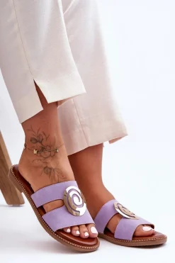 Outlet Boto Modne Klapki Z Lustrzaną Ozdobą Fioletowe Deep Breath Fioletowy