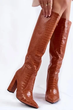 Kozaki Wiosenne|Kozaki Przed Kolano></noscript>Boto Modne Kozaki Na Słupku Camel Constancy