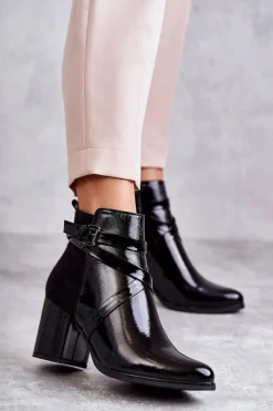 Online Boto Modne Lakierowane Botki La.Fi 260037B-LA Czarne