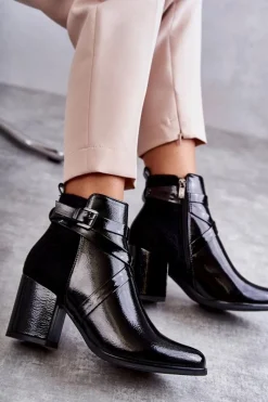 Online Boto Modne Lakierowane Botki La.Fi 260037B-LA Czarne