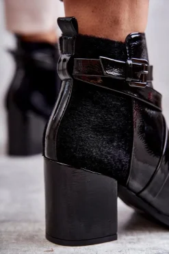 Online Boto Modne Lakierowane Botki La.Fi 260037B-LA Czarne