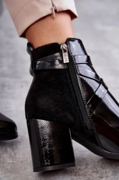 Online Boto Modne Lakierowane Botki La.Fi 260037B-LA Czarne